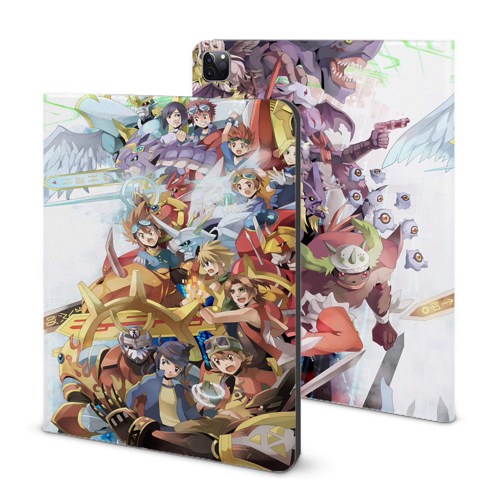 （画像用） Digimon デジタルモンスター/デジモン IPad ケース ブック型 PUレザー TPU 耐衝撃 軽量 薄型 ペン収納なし 全面保護 IPad 各モデル対応